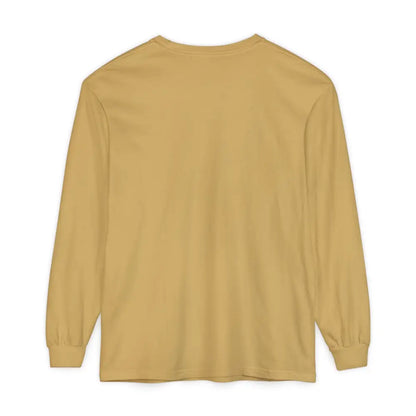 Mustard-colored long-sleeved shirt from BLOCK ISLAND Unisex Long Sleeve Tee collection
