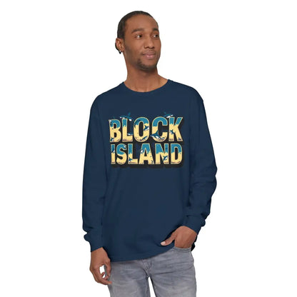 Navy long-sleeved shirt from BLOCK ISLAND Unisex Long Sleeve Tee collection