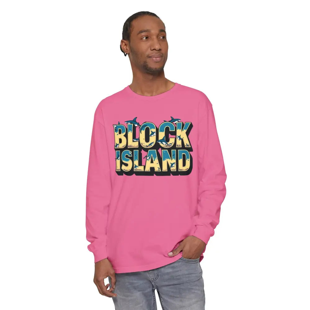 Pink long-sleeved shirt from BLOCK ISLAND Unisex Long Sleeve Tee collection