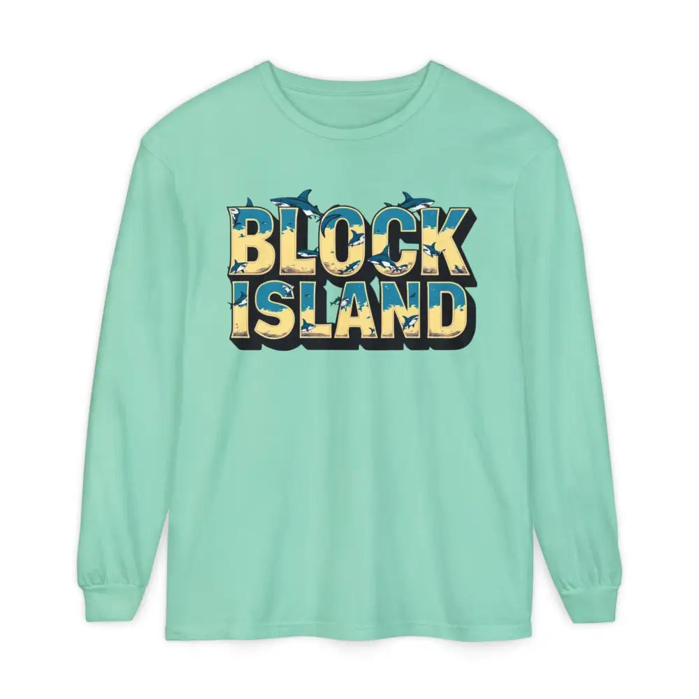 Mint green long-sleeved shirt from BLOCK ISLAND Unisex Long Sleeve Tee collection