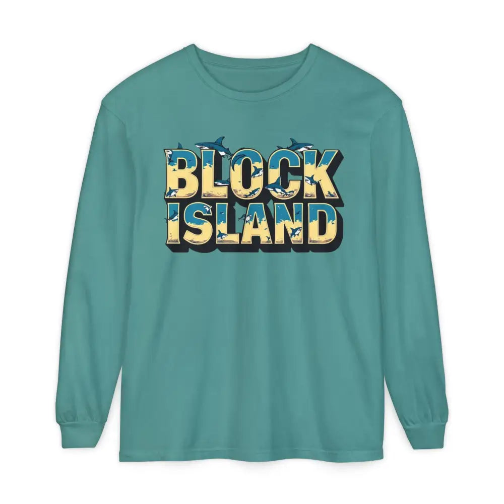 Teal long-sleeved shirt from BLOCK ISLAND Unisex Long Sleeve Tee collection