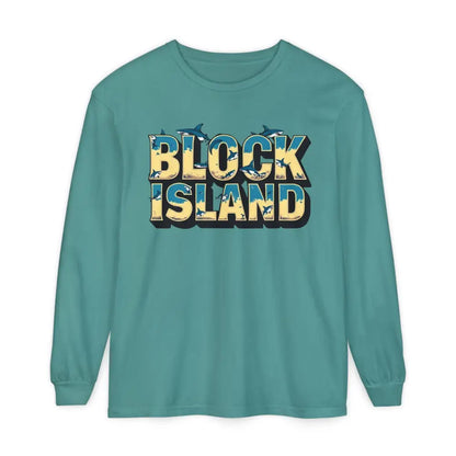 Teal long-sleeved shirt from BLOCK ISLAND Unisex Long Sleeve Tee collection