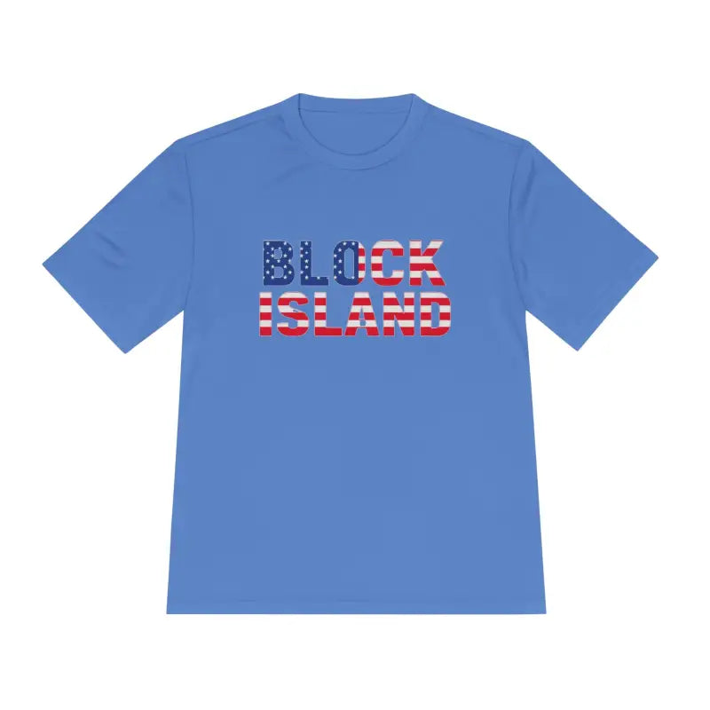 Blue Block Island USA Flag Unisex Moisture Wicking T-Shirt for casual wear
