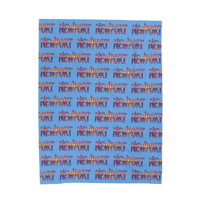 Blue blanket with Newport text pattern for stylish home decor and comfort