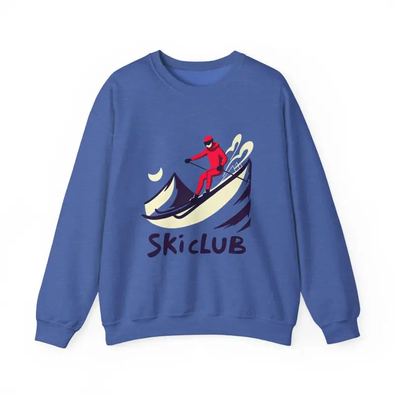 Blue Ski Club Heavy Blend Sweatshirt featuring a vibrant blue design and comfortable fit