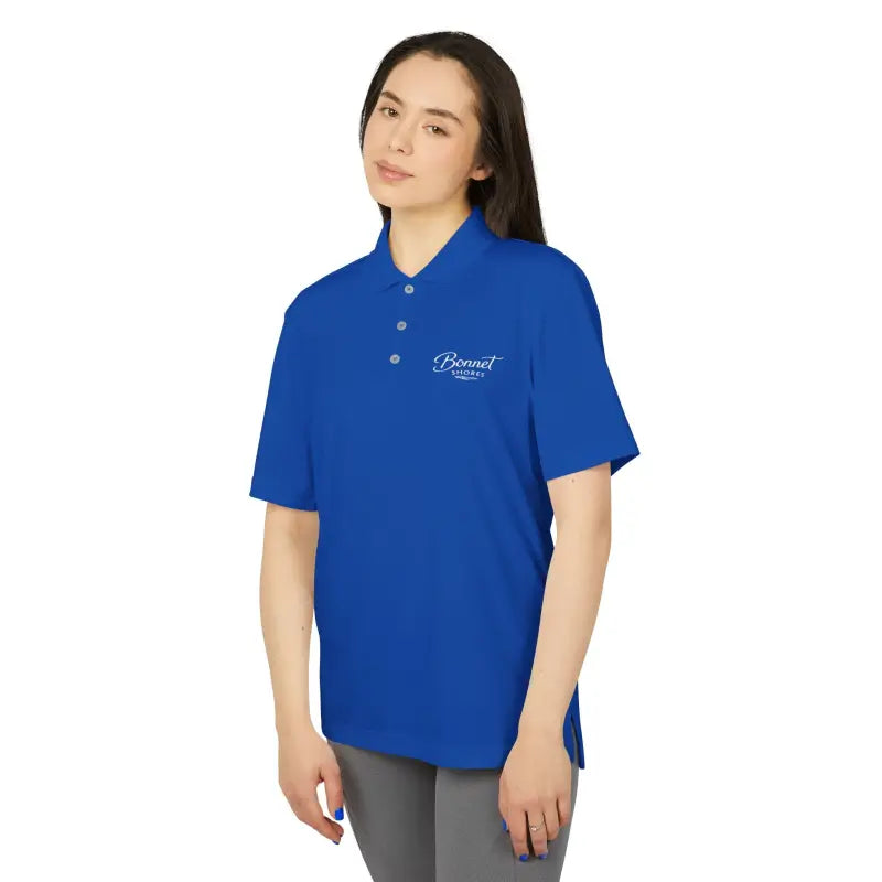 Blue polo shirt from Bonnet Shores Embroidered Adidas Unisex Performance Polo collection