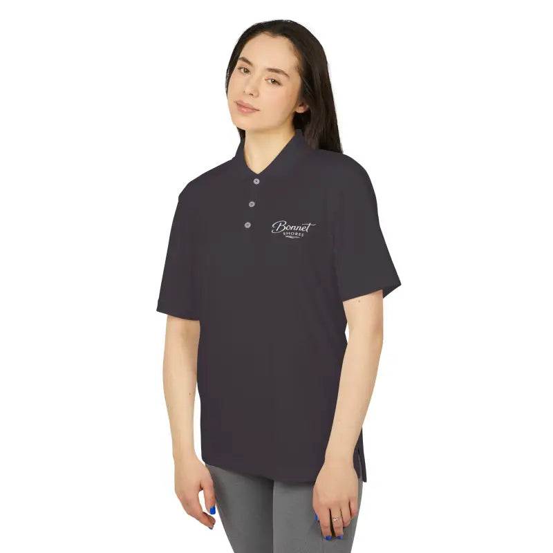 Dark gray Bonnet Shores Embroidered Adidas Unisex Performance Polo sport shirt