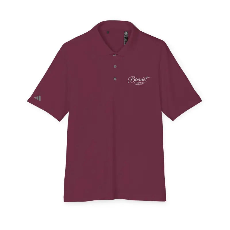 Maroon short-sleeved polo shirt from Bonnet Shores Embroidered Adidas Performance Polo