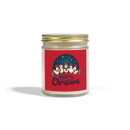 Christmas-themed Caroling Chicken Candle made from Coconut Apricot Wax for home decor
