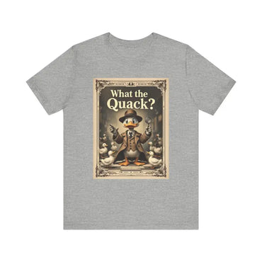 Gray t-shirt featuring What the Quack design for Cartoon Duck Detective theme
