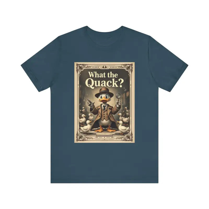 Blue T-shirt featuring Cartoon Duck Detective graphic with humorous design