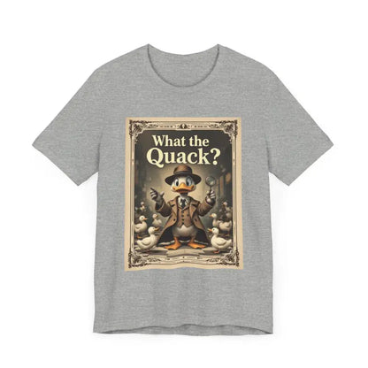 Gray Cartoon Duck Detective T-shirt featuring What the Quack humor design