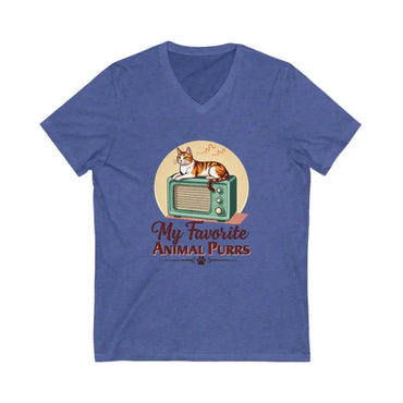 Blue V-neck T-shirt from the Cat Lover V Neck T Shirt Collection for stylish pet enthusiasts