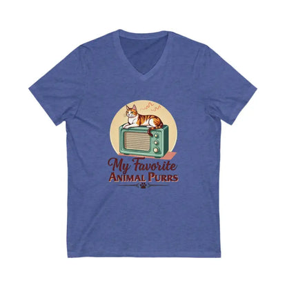 Blue V-neck T-shirt from the Cat Lover V Neck T Shirt Collection for stylish pet enthusiasts