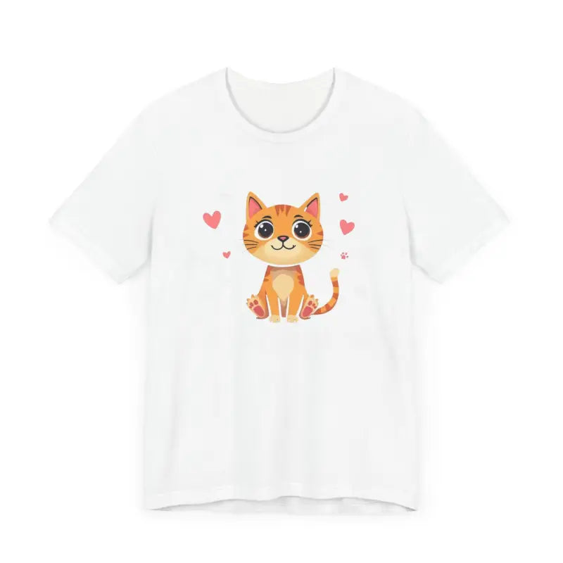 White Cat Whisperer Unisex Short Sleeve Tee featuring a playful cartoon cat design