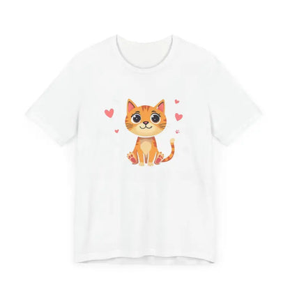 White Cat Whisperer Unisex Short Sleeve Tee featuring a playful cartoon cat design