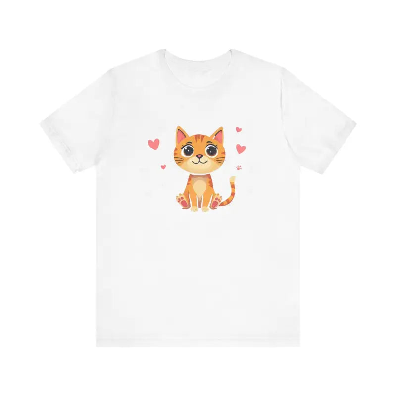 White Cat Whisperer Unisex Short Sleeve Tee featuring a playful cartoon cat design