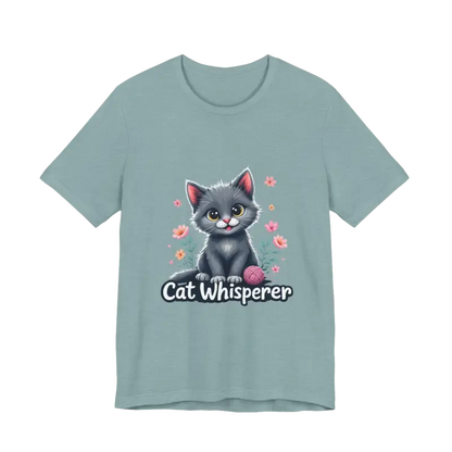 Light blue Cat Whisperer Unisex Jersey Tee, ideal gift for cat lovers