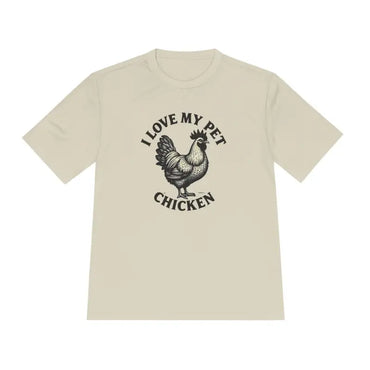 Beige Chicken Lover Unisex Spork Tek Tee for Active Pet Owners featuring chicken graphic