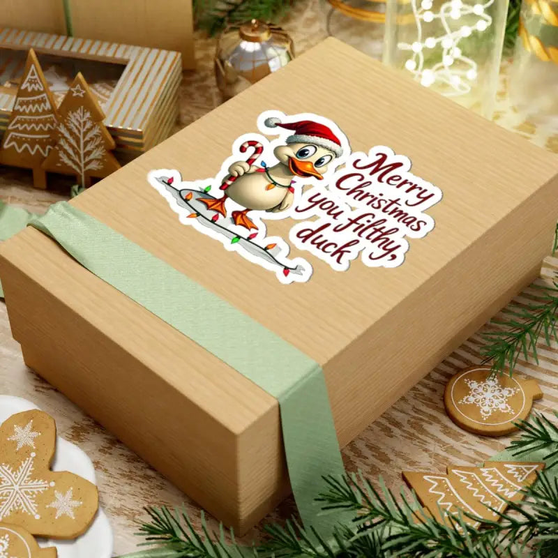 Christmas-themed gift box for Christmas Duck Kiss Cut Sticker decoration