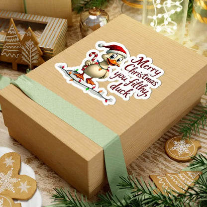 Christmas-themed gift box for Christmas Duck Kiss Cut Sticker decoration