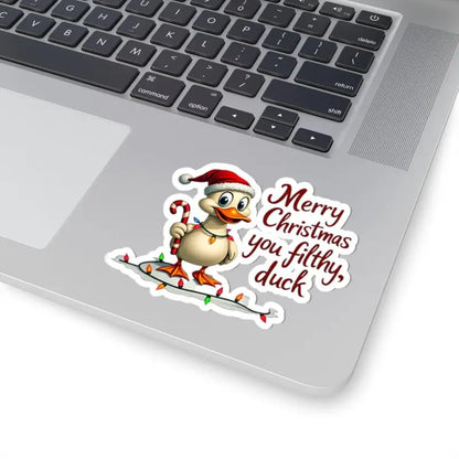 Christmas Duck Kiss Cut Sticker featuring a festive duck design for holiday decoration