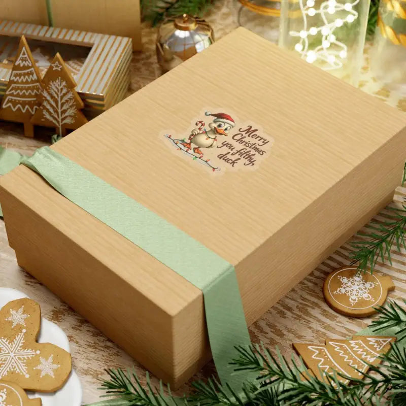 Christmas-themed gift box for Christmas Duck Kiss Cut Sticker