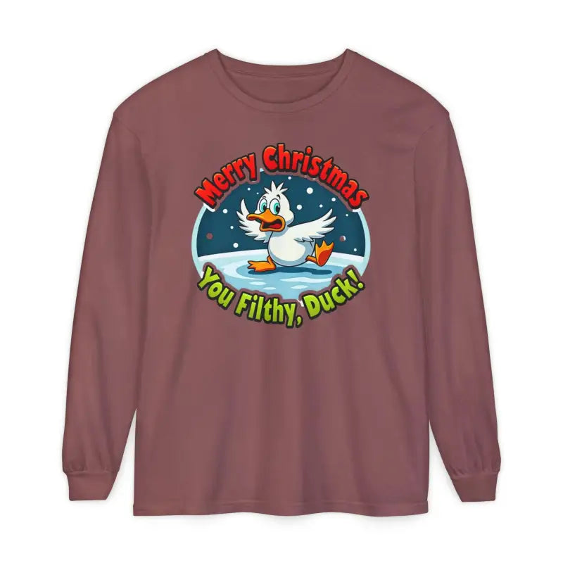 Maroon long-sleeved shirt from the Christmas Filthy Duck collection for festive wear