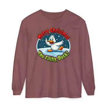 Maroon long-sleeved shirt from the Christmas Filthy Duck collection for festive wear
