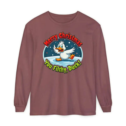 Maroon long-sleeved shirt from the Christmas Filthy Duck collection for festive wear