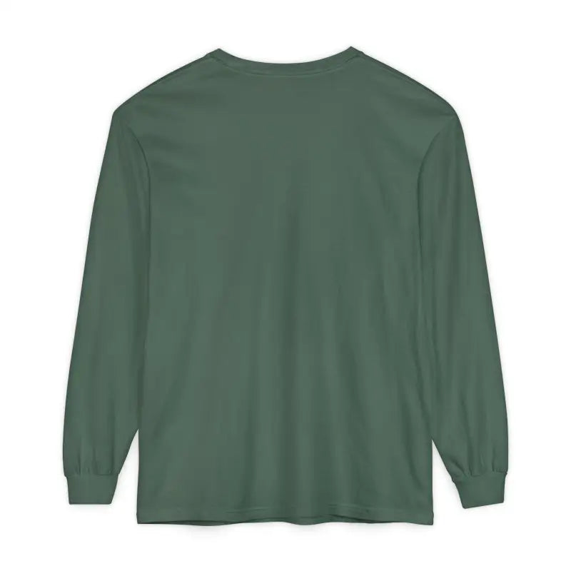 Green long-sleeved Christmas Filthy Duck shirt featured on display