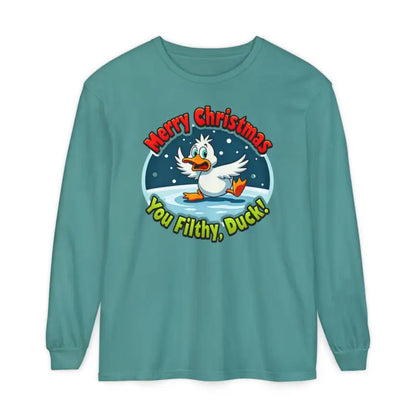 Teal long-sleeved shirt from the Christmas Filthy Duck collection for festive style