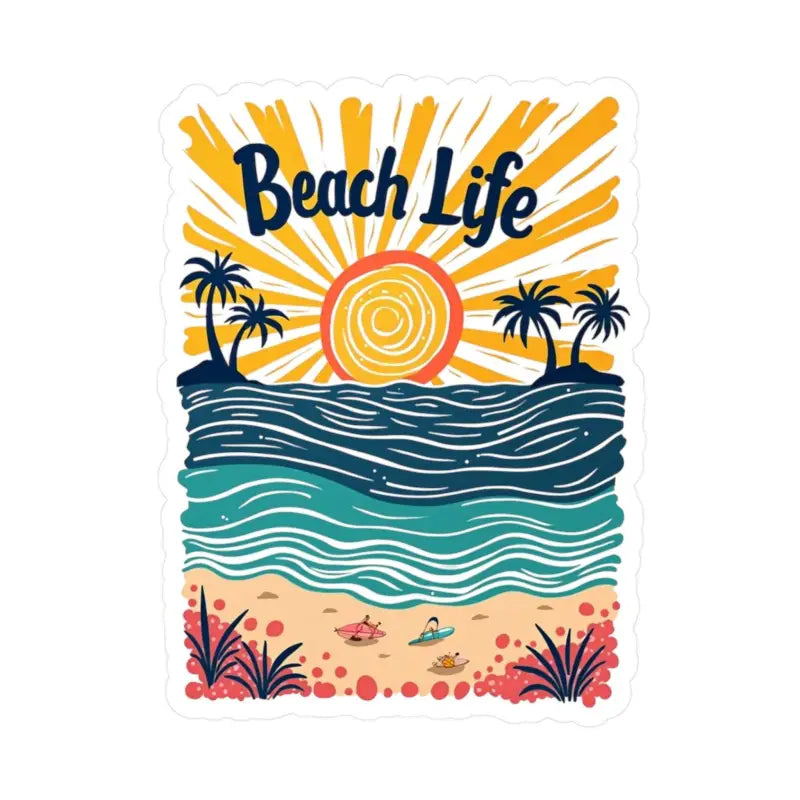 Coastal Adventure Vinyl Decal for Beach Life Lovers showcasing vibrant beach life sticker