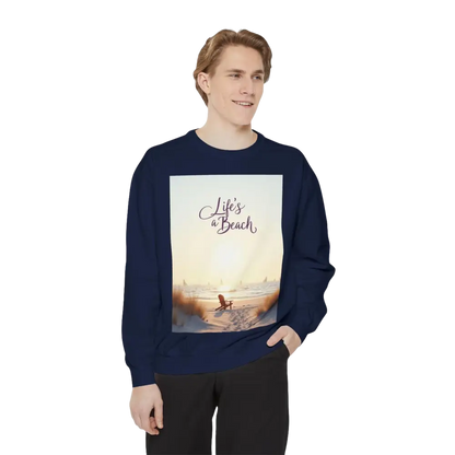 Navy long-sleeved Coastal Style Unisex Beach Life Sweatshirt for stylish casual wear