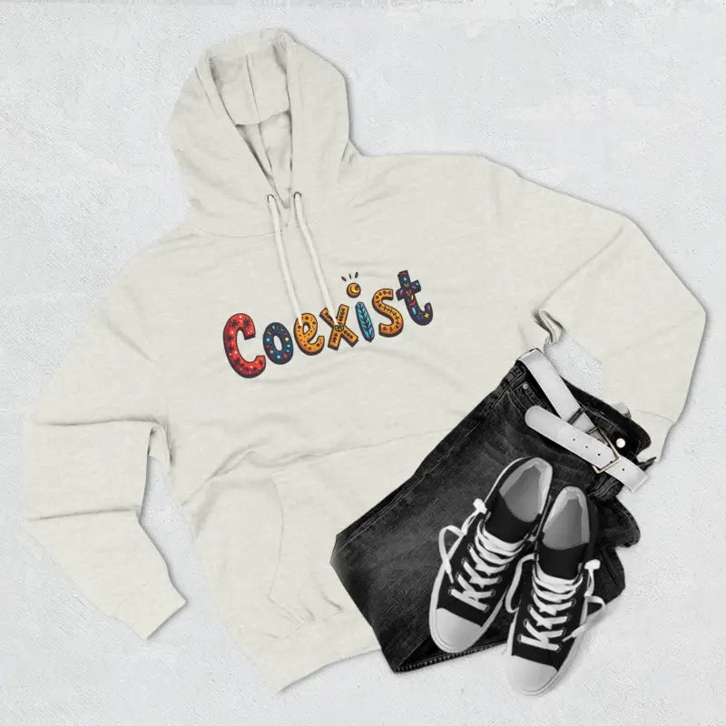 Coexist Fleece Hoodie styled with jeans and sneakers for ultimate comfort and fashion