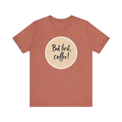 Copper-colored Coffee Lover Tee Unisex Jersey T Shirt with coffee-themed graphic