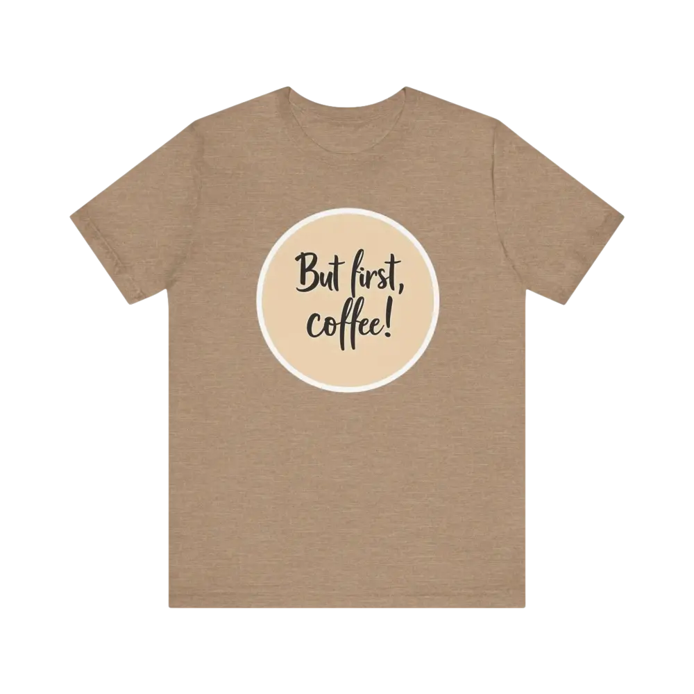 Beige Coffee Lover Tee Unisex Jersey T Shirt featuring a coffee slogan design