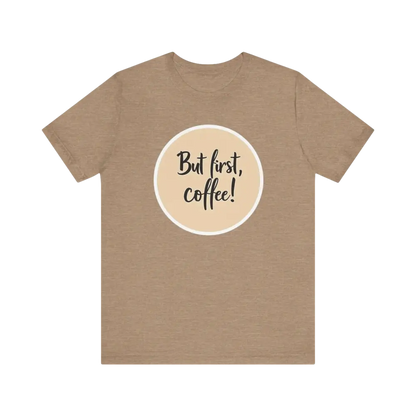 Beige Coffee Lover Tee Unisex Jersey T Shirt featuring a coffee slogan design