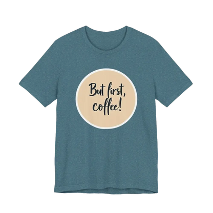 Blue Coffee Lover Tee Unisex Jersey T-Shirt featuring a coffee slogan design