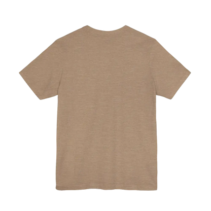 Tan short-sleeved Coffee Lover Tee Unisex Jersey T Shirt displayed for sale