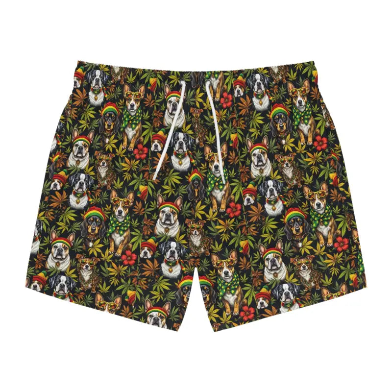 Colorful Dog Print Swim Trunks for Dog Lovers, stylish summer shorts featuring playful dog designs