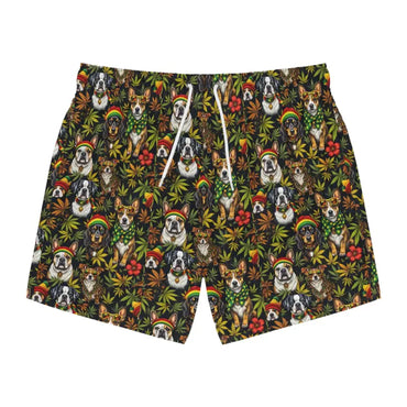 Colorful Dog Print Swim Trunks for Dog Lovers, stylish summer shorts featuring playful dog designs