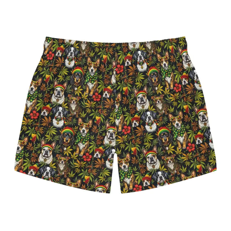Colorful patterned boxer shorts featuring a playful dog print for summer wear