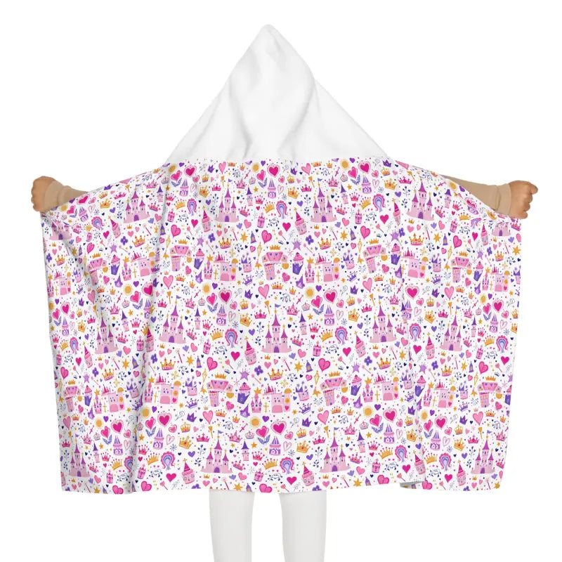 Colorful Youth Hooded Towel for Kids featuring a Princess-themed design for cozy bath time