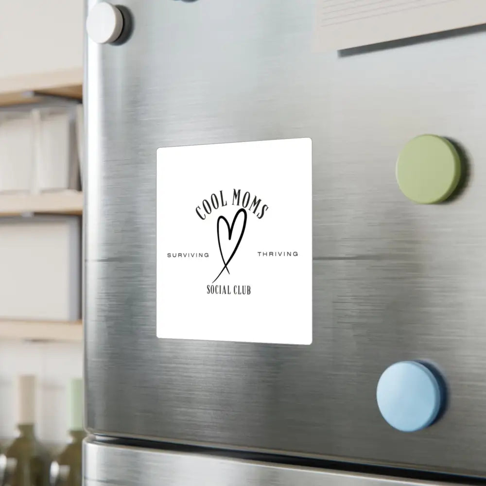 Square magnet featuring Cool Moms Social Club design for decal stickers