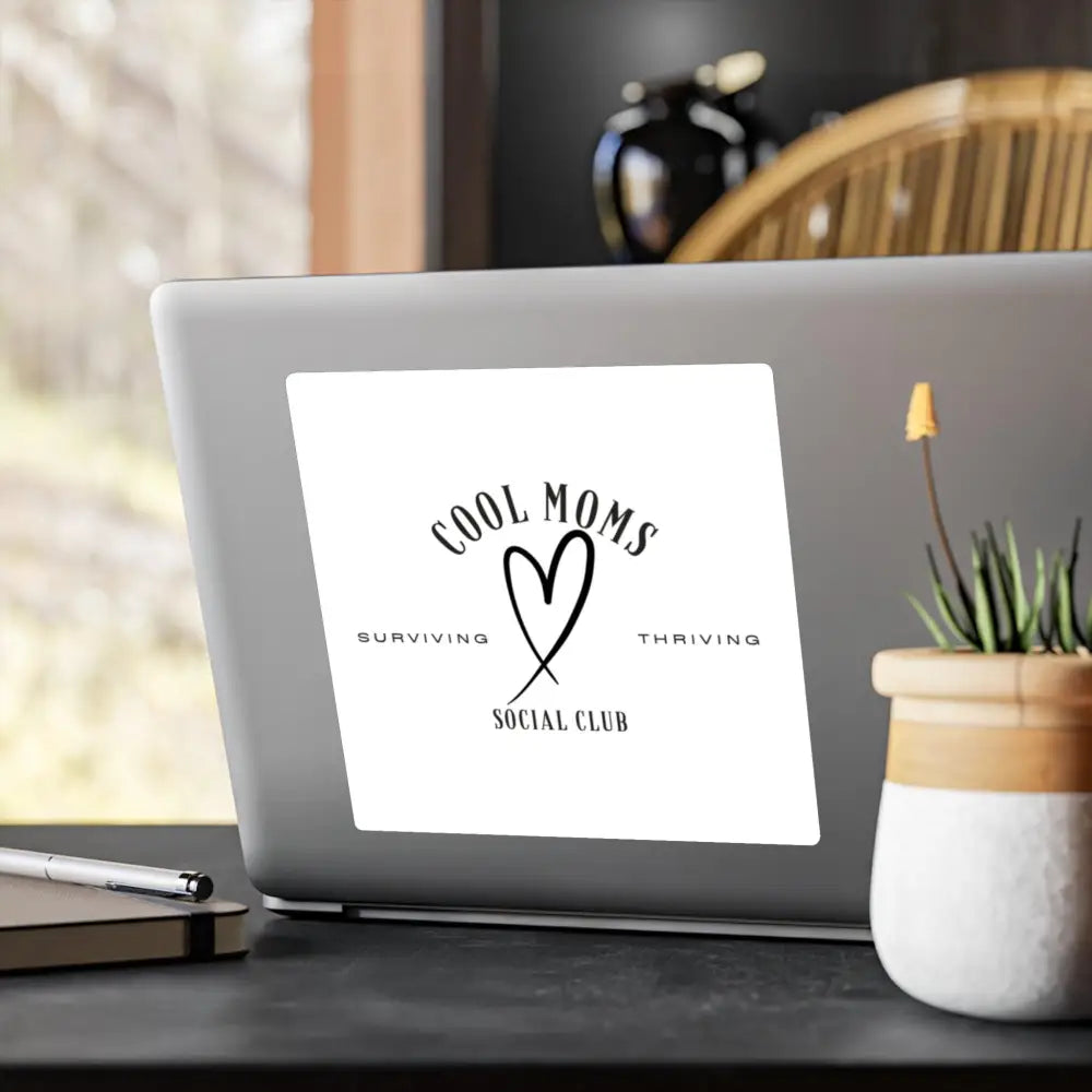 Laptop featuring Cool Moms Social Club sticker from Cool Moms Social Club Decal Stickers