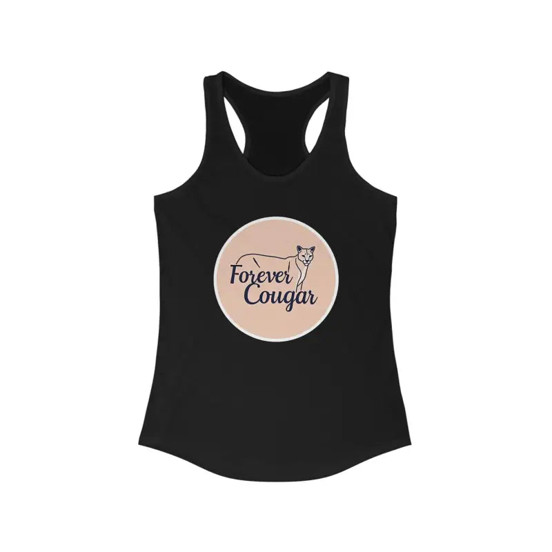 Black tank top featuring a cougar design for active lifestyle women