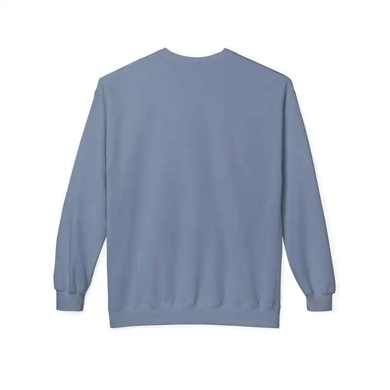 Blue crewneck sweatshirt featuring Cozy Block Island Lighthouse design for unisex wear