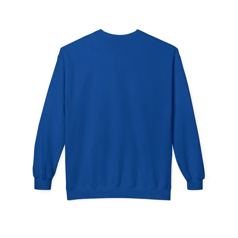 Blue long-sleeved unisex crewneck sweatshirt featuring Cozy Block Island Lighthouse design