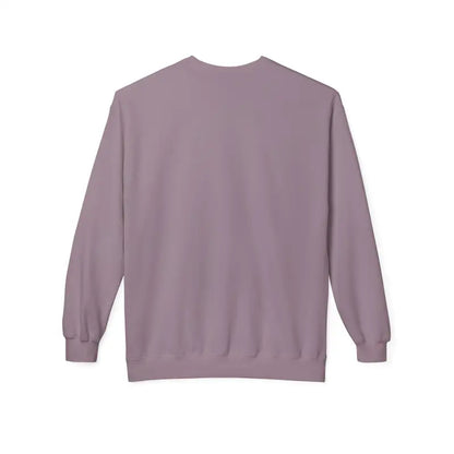 Mauve long-sleeved sweatshirt featuring Block Island Lighthouse design unisex crewneck